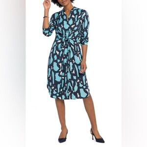Nic + Zoe Blue Giraffe Print Shirt Dress - NEW! - Size L